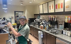 Madison Ahlquist working at her job Starbucks