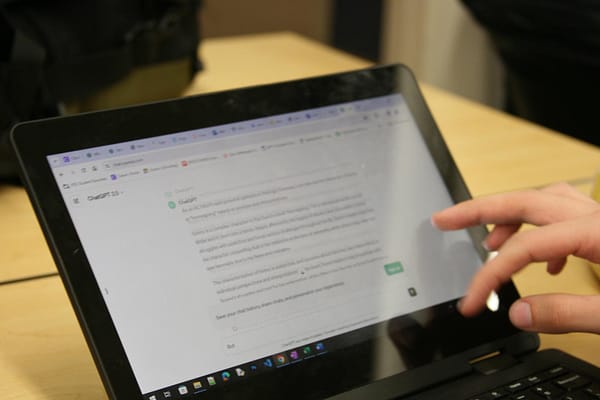 A student using ChatGPT to finish an english essay